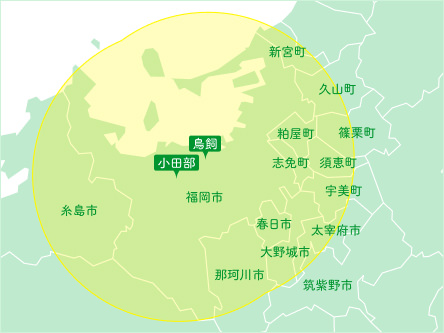 鳥飼院・小田部院周辺の地図